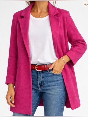 Dynamite Boucle Textured Wrap Jacket Fuchsia Relaxed XS